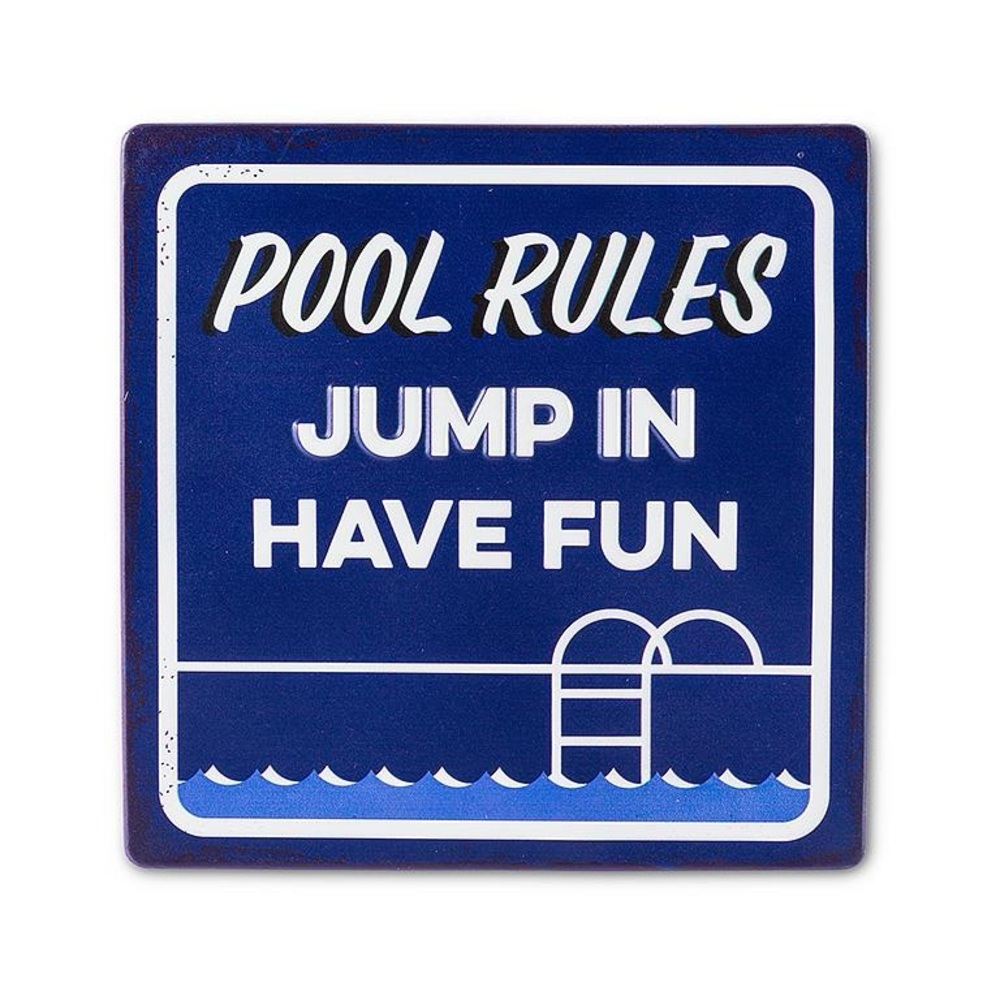 Blue Pool Rules Jump In Sign 10”sq